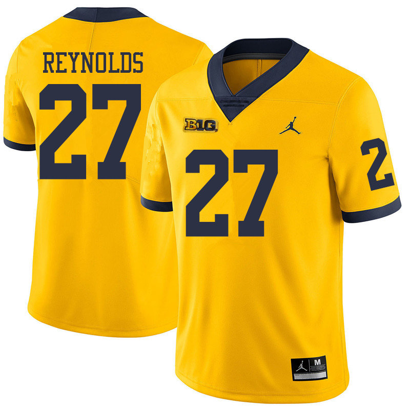 Jordan Brand Men #27 Hunter Reynolds Michigan Wolverines College Football Jerseys Sale-Yellow - Click Image to Close